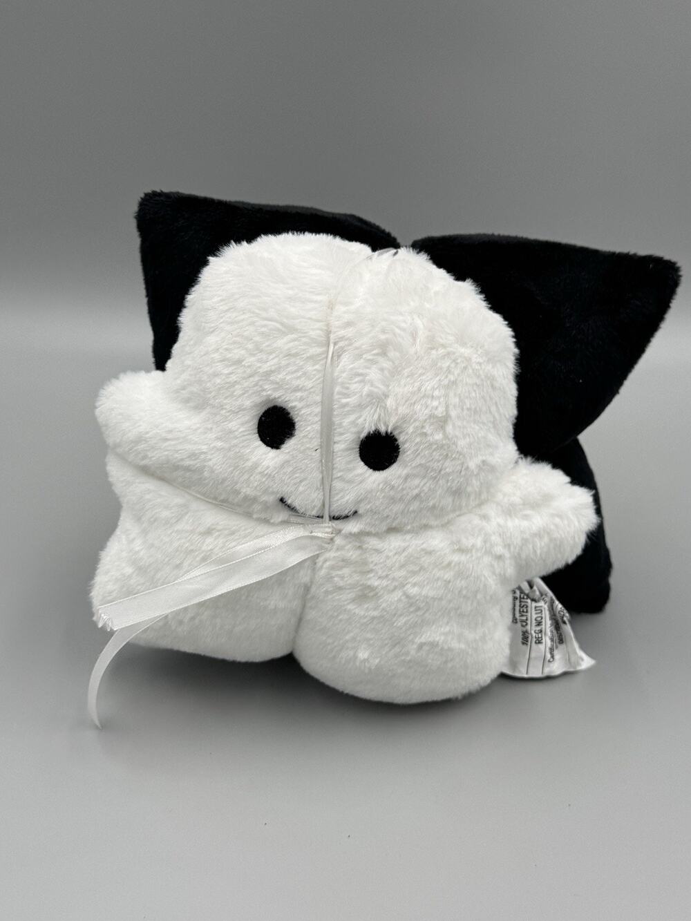 Miniature White Ghost & Black Boo Pillow Set Stuffed Animals 8 Inch